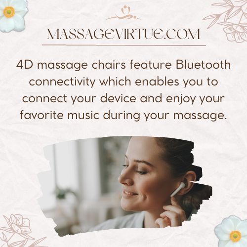 a woman listening to music on Bluetooth connected with massage chair