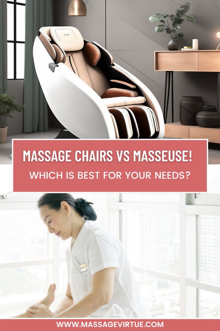 Image comparing massage chairs vs masseuse to determine which is best for your needs-massagevirtue.com