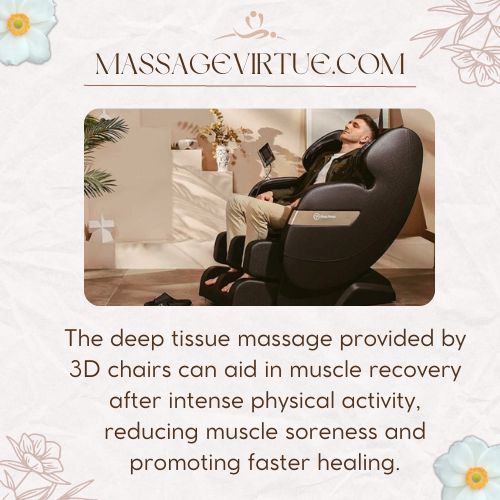 A person relaxing on a 3D massage chair after intense physical activity. 