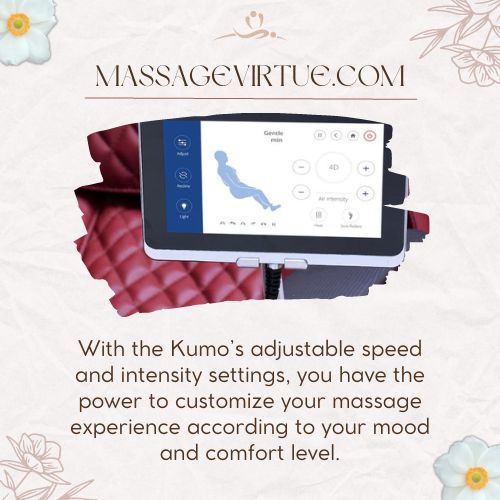 JPMedics kumo massage chair has the ability to customize intensity level