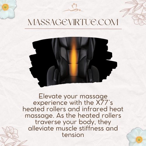 The X77 massage chair offers heated rollers for a heated massage