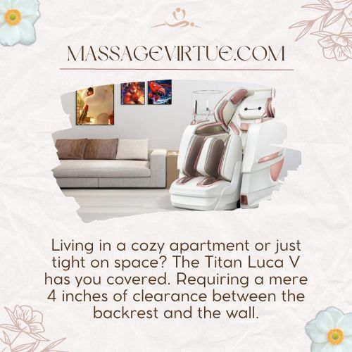 Luca V massage chair utilizes space saving design
