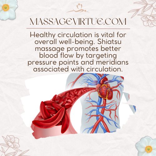 Shiatsu massage promotes better blood flow by targeting pressure points and meridians associated with circulation
