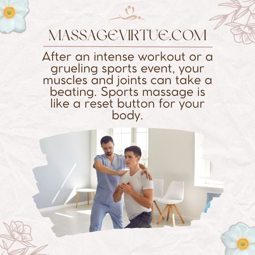 Sports massage helps alleviate post-exercise soreness and reduces the time it takes for your muscles to recover.