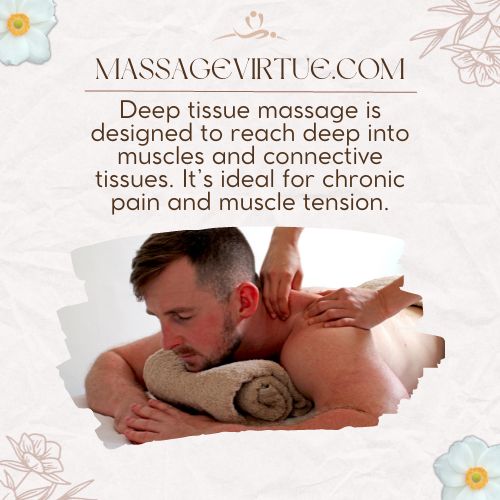 Deep tissue massage is designed to reach deep into muscles and connective tissues.