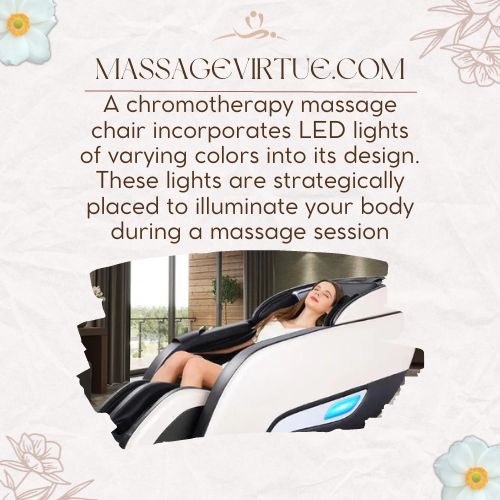 A chromotherapy massage chair incorporates LED lights of varying colors into its design.